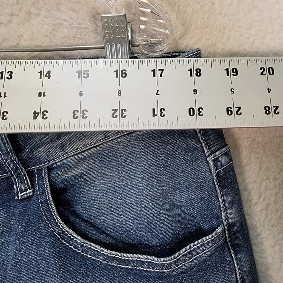 Plus Size Blue Denim Stretch High Rise Embroidered Classic Western Bootcut Jeans - Picture 6 of 16